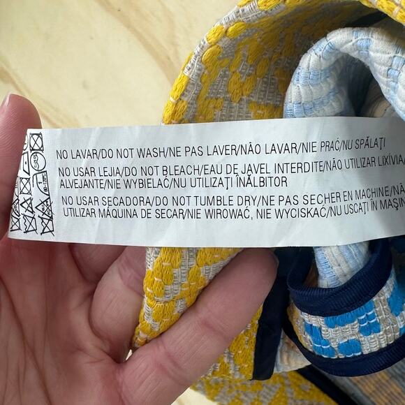 Zara Woman Skirt Embroidered Striped Jacquard Blue Yellow Cream Size L - Picture 8 of 8